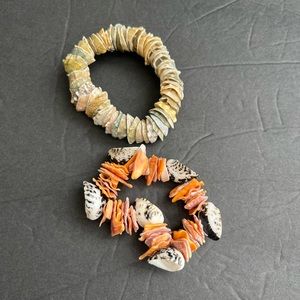 Chip Shell Seashell Chunky Beaded Stretch Bracelets